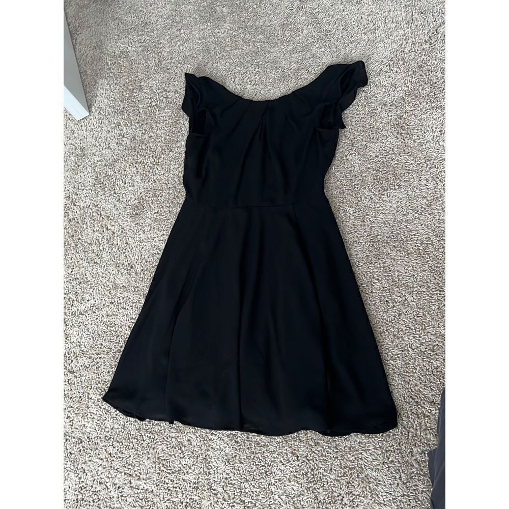 Express Black A-Line Dress with Lace Back Ruffle Sleeve Detail